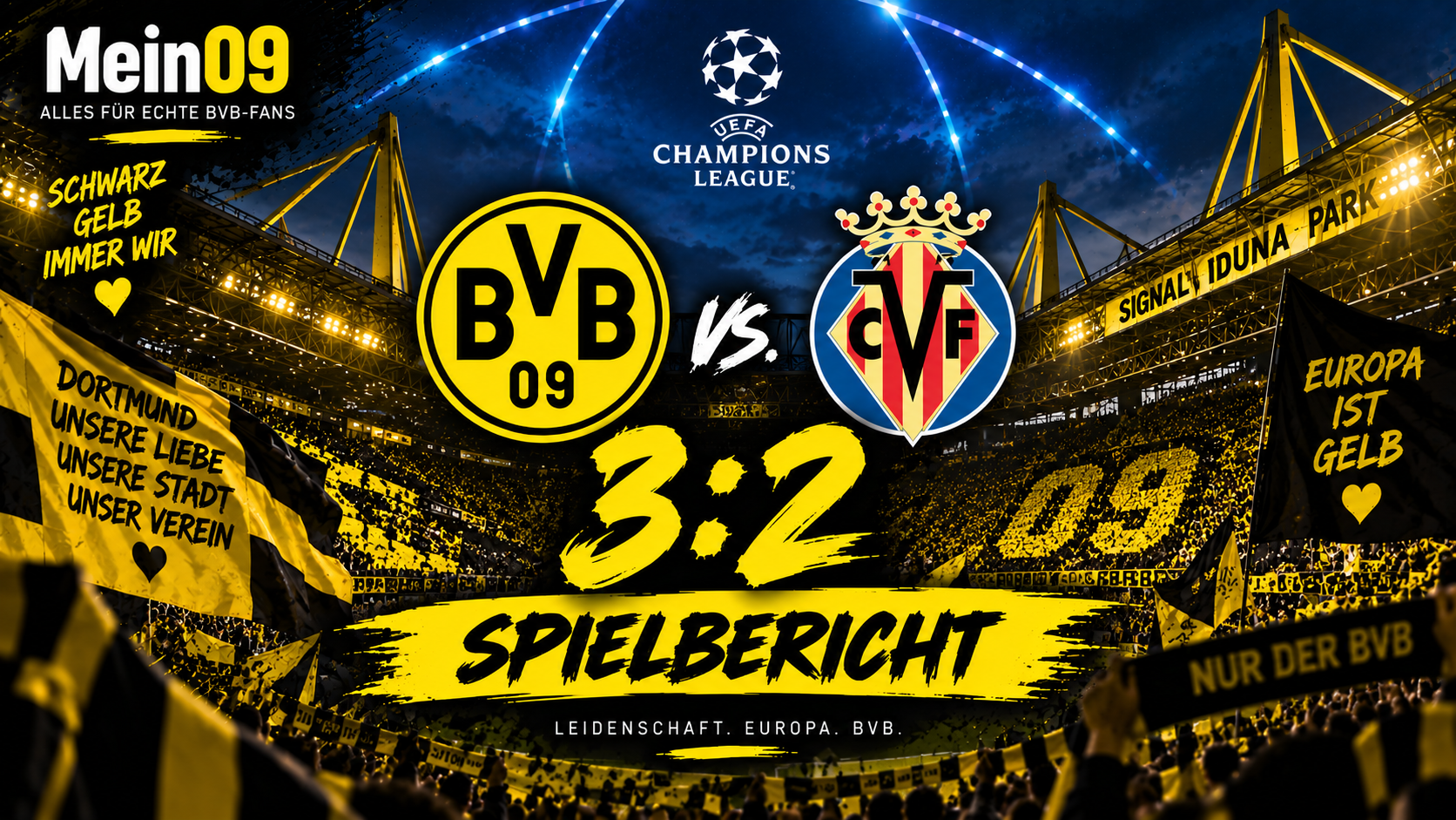 BVB gegen Villarreal 3:2 – Spielbericht zum Champions-League-Spiel in Dortmund