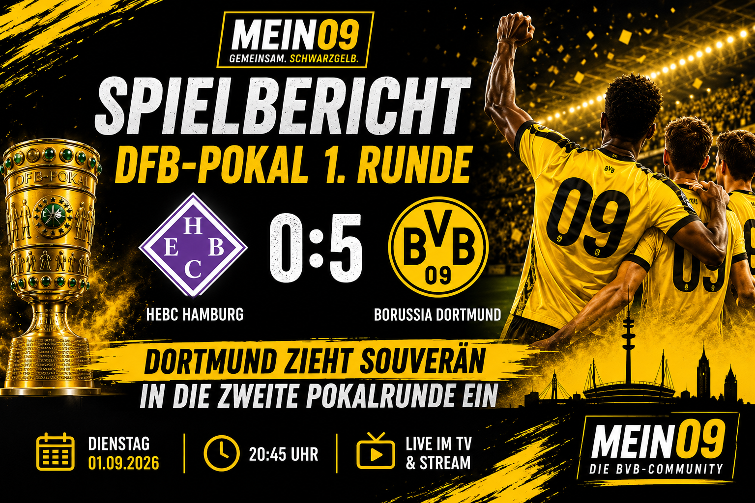 HEBC Hamburg gegen BVB 0:5 – Spielbericht zum DFB-Pokal 2026