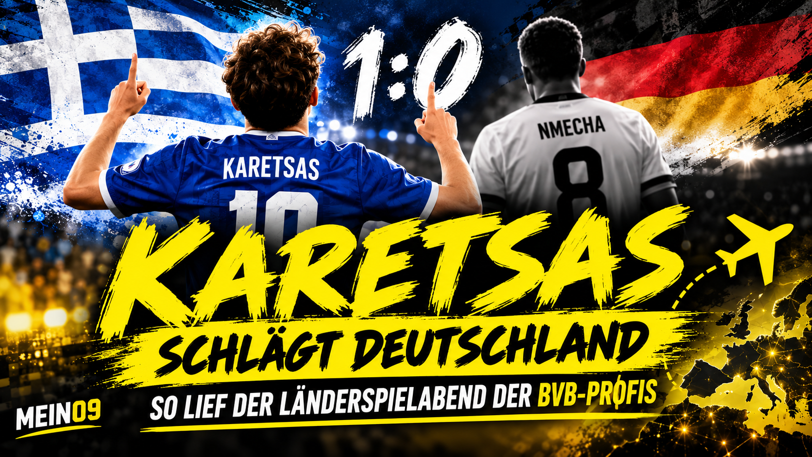 Konstantinos Karetsas beim 1:0 von Griechenland gegen Deutschland – BVB-Profis auf Länderspielreise