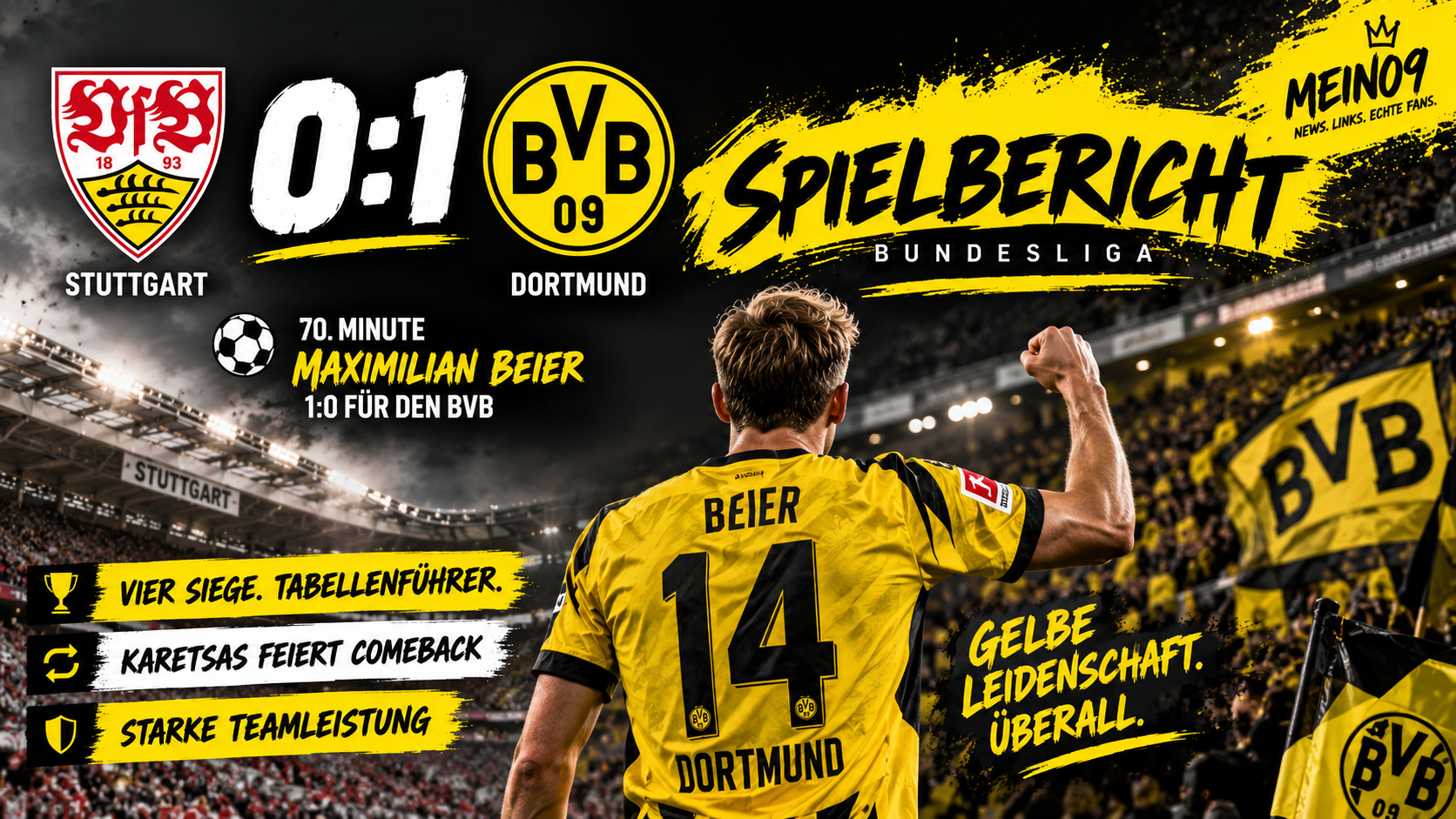 Stuttgart gegen BVB 0:1 – Maximilian Beier erzielt den Siegtreffer