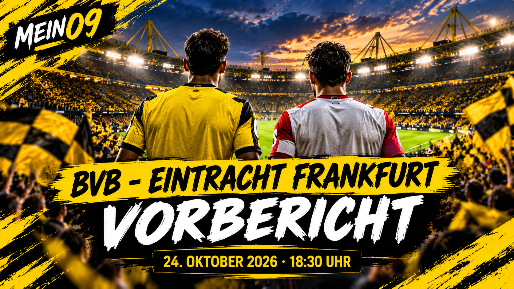 BVB gegen Eintracht Frankfurt am 24. Oktober 2026 – MEIN09-Vorbericht mit Stadion und Spielern von hinten
