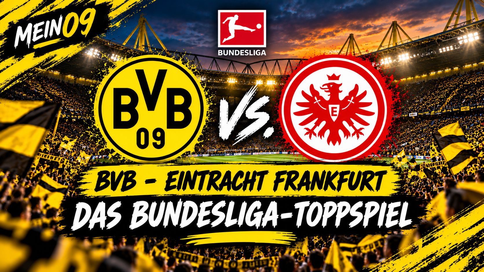 BVB gegen Eintracht Frankfurt am 24. Oktober 2026 – MEIN09-Grafik zum TV- und Stream-Artikel ohne Senderangaben