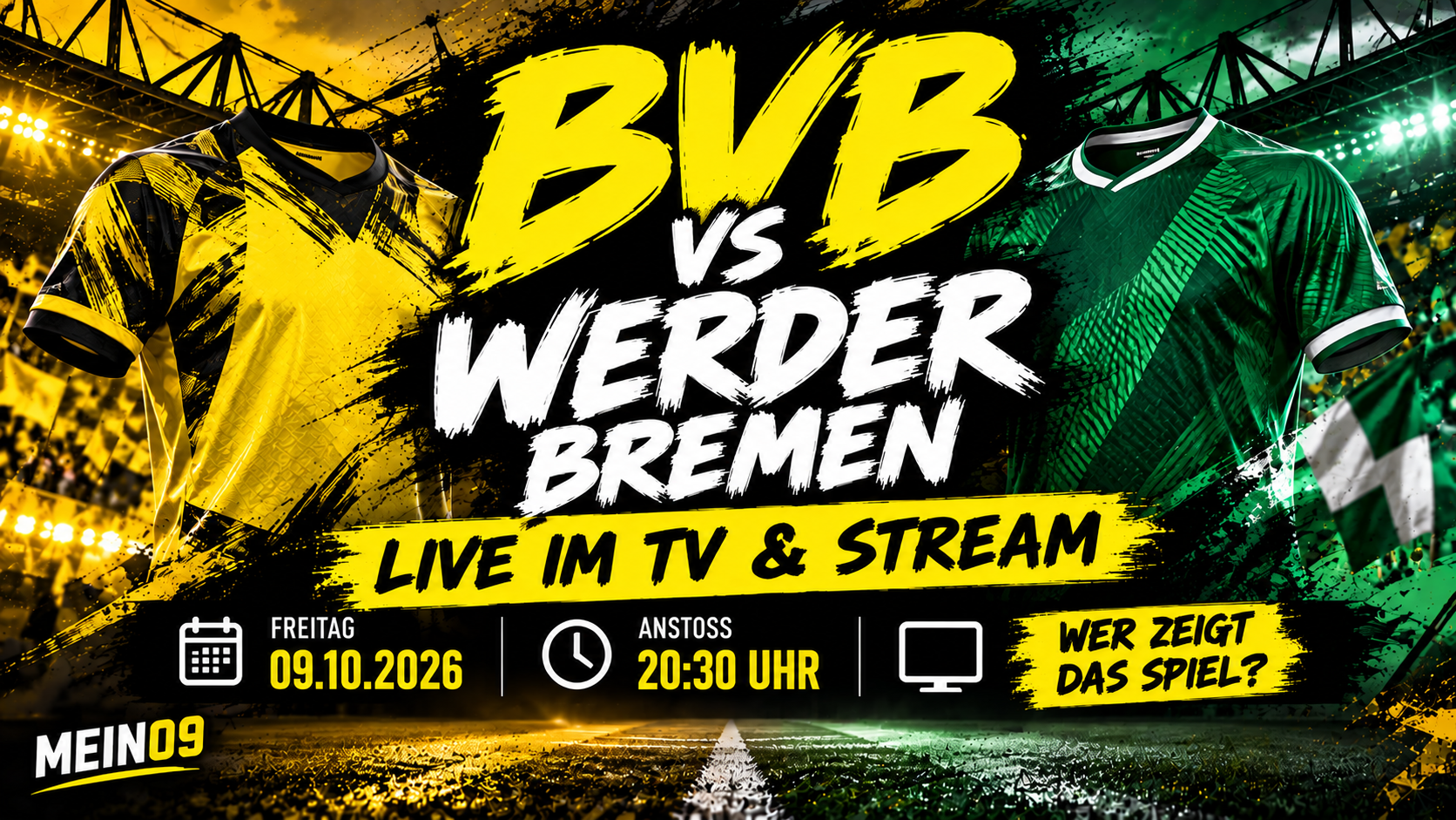BVB gegen Werder Bremen live im TV und Stream am 9. Oktober 2026